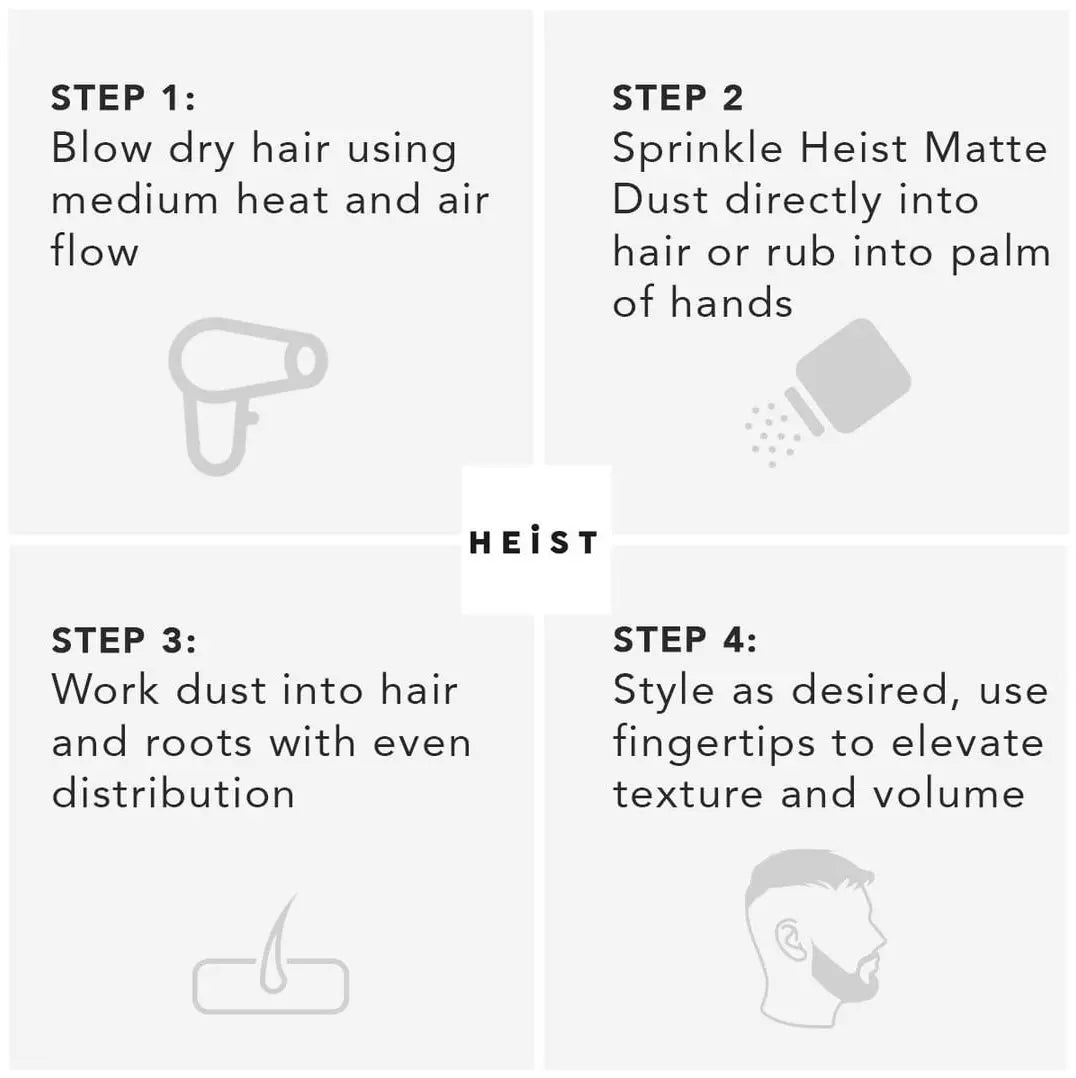 Matte Dust Hair Styling Powder by Heist Labs - Volume & Dry Texture (20g)